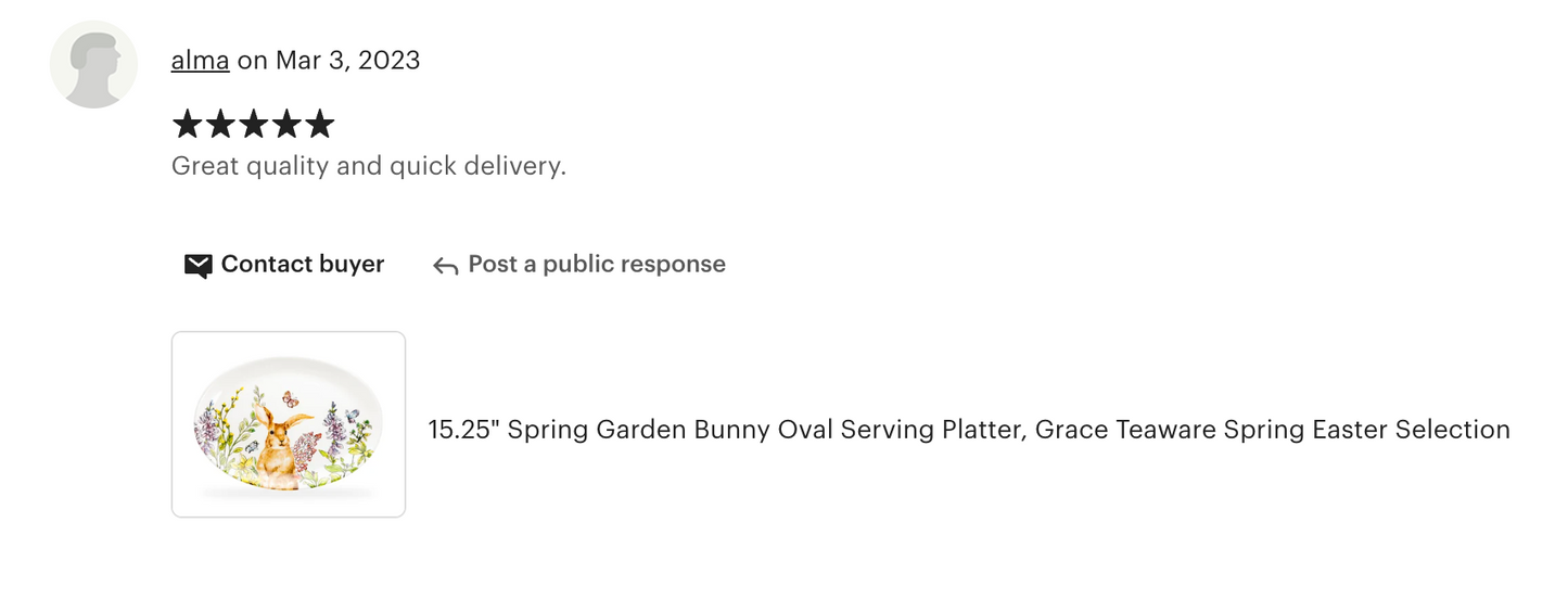 15.25" Spring Garden Bunny Oval Serving Platter