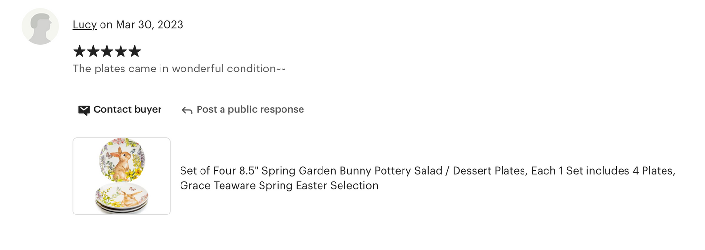 8.5" Spring Garden Bunny Salad / Dessert Plate