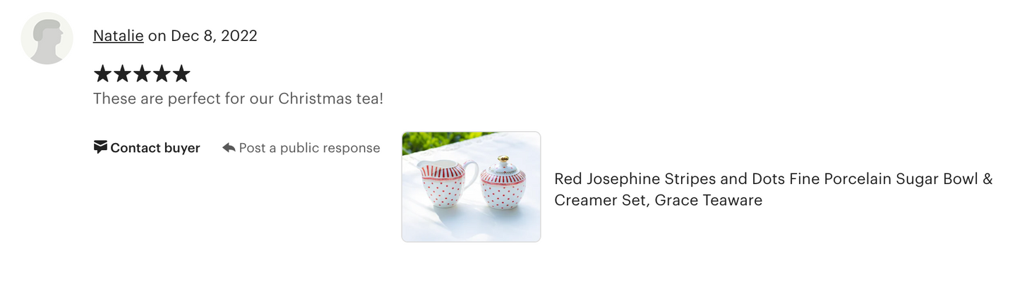 Red Josephine Stripes and Dots Fine Porcelain Sugar & Creamer Set