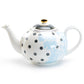 Grace Teaware Dark Gray Dots with Blue Toile Fine Porcelain Teapot