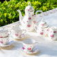 rose rosebud floral tea set children kids teapot sugar creamer cup saucer