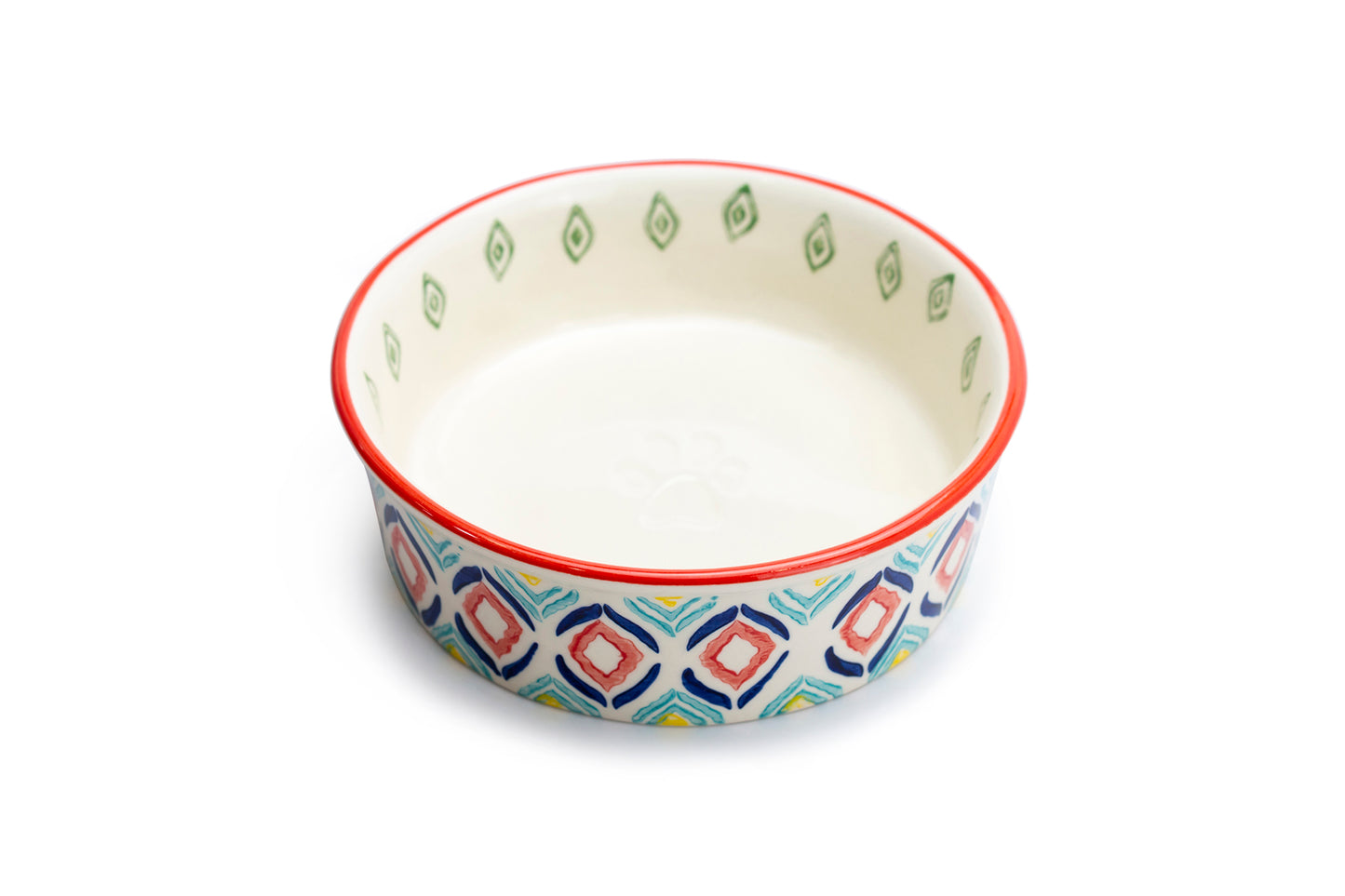 6.25" Organic Ikat Multicolor Heavy Weight Ceramic Pet Bowl