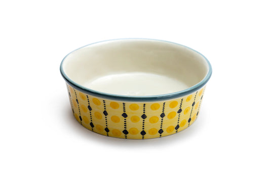 6.25" Organic Marigold Dots Heavy Weight Ceramic Pet Bowl