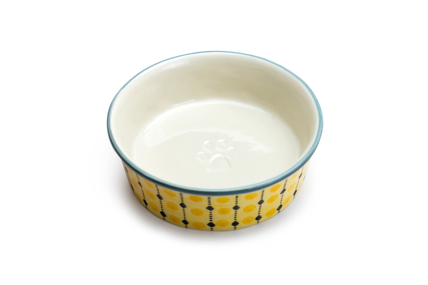 6.25" Organic Marigold Dots Heavy Weight Ceramic Pet Bowl