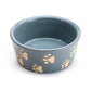 Gray pet bowl with paw print