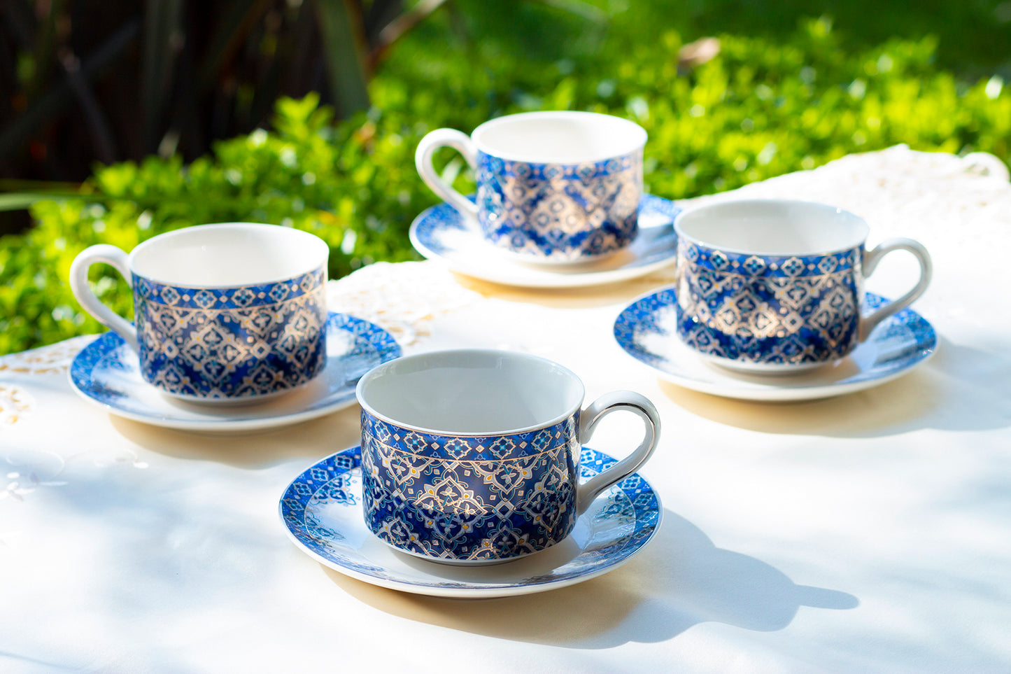 Grace Teaware Blue Diamond Cup and Saucer Set