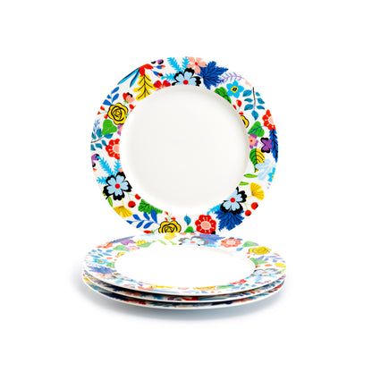 Stechcol Gracie China 7.5" Mad Hatter Fine Porcelain Dessert Plate Set of 4