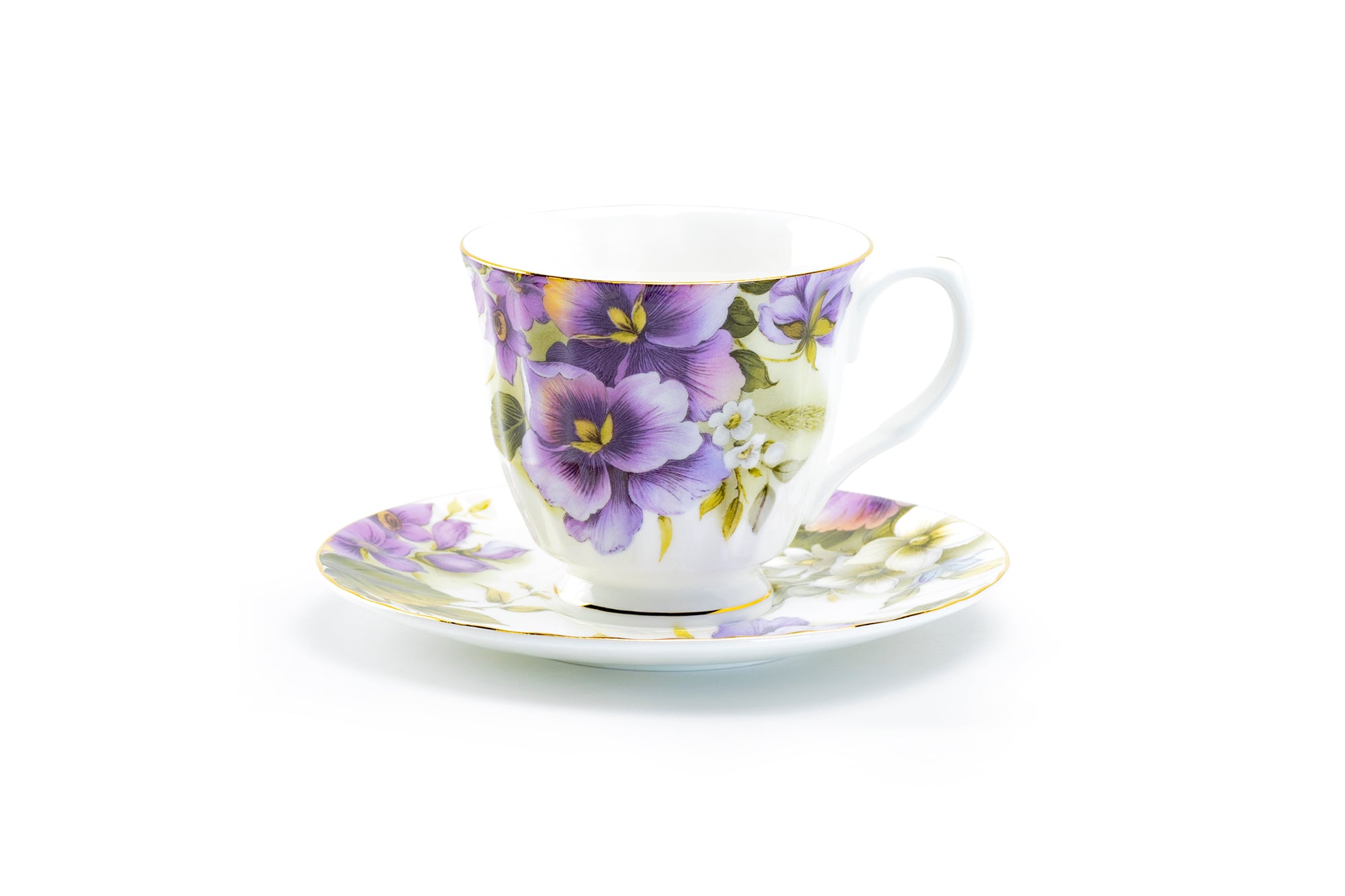 Purple Pansy 11-Piece Bone China 2024 Tea Set, Gracie Bone China