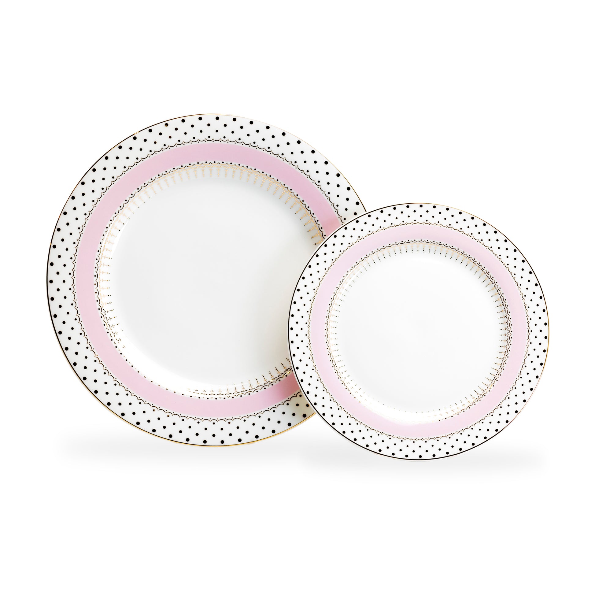 Grace Teaware Pink Stripe with Gold Dots Fine Porcelain Dessert / Dinner Plate