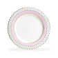 Pink Stripe with Gold Dots Fine Porcelain Dessert / Dinner Plate
