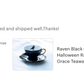 Raven Black Gold Tea Cup and Saucer