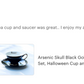 Arsenic Skull Black Gold Tea Cup and Saucer