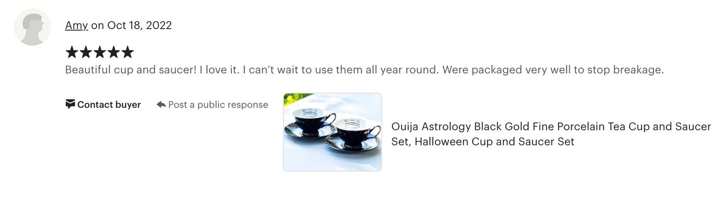 Ouija Astrology Black Gold Tea Cup and Saucer