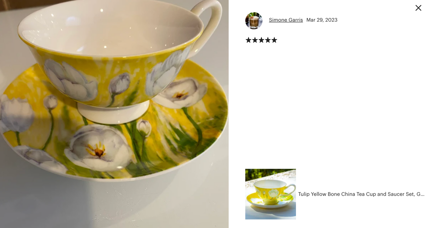 Tulip Yellow Bone China Tea Cup and Saucer