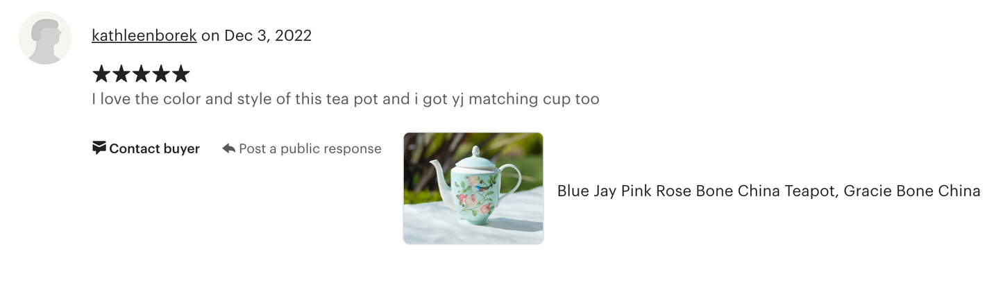 Blue Jay Rose Garden Bone China Teapot