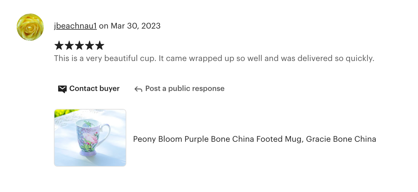 Peony Bloom Purple Bone China Mug