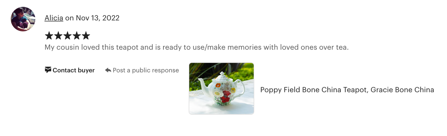 Poppy Field Bone China Teapot