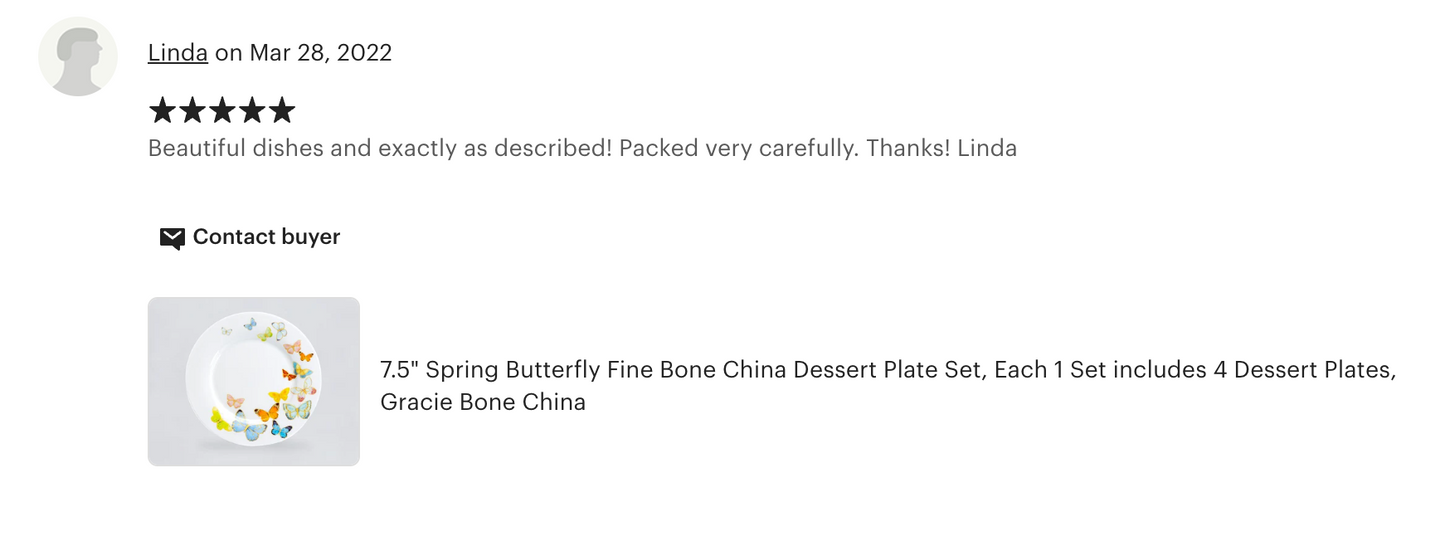7.5" Spring Butterfly Bone China Dessert Plate