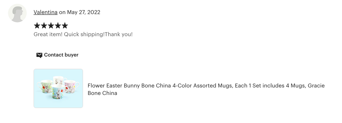 Flower Bunny Bone China 4-Color Assorted Mugs