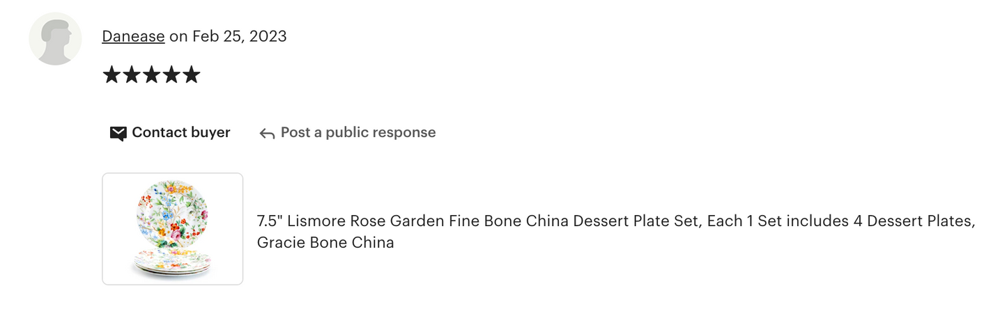 7.5" Lismore Rose Garden Bone China Dessert Plate