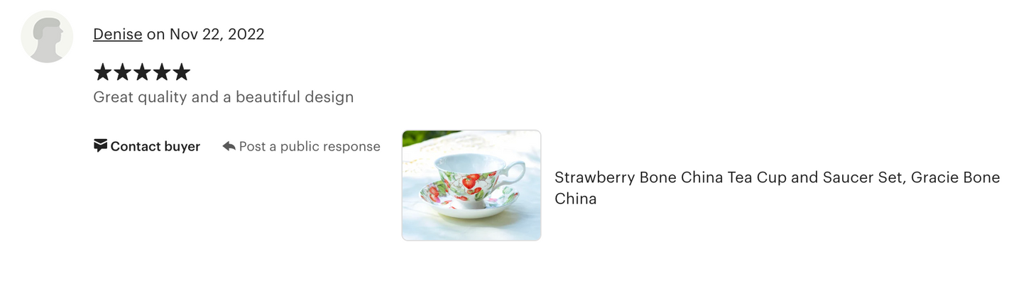 Strawberry Bone China Tea Cup and Saucer