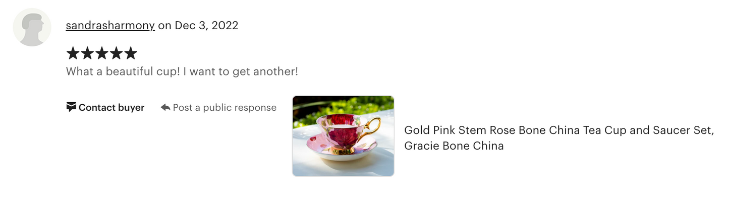 Gold Pink Stem Rose Bone China Tea Cup and Saucer