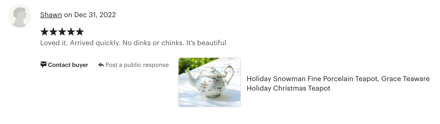 Holiday Snowman Fine Porcelain Teapot