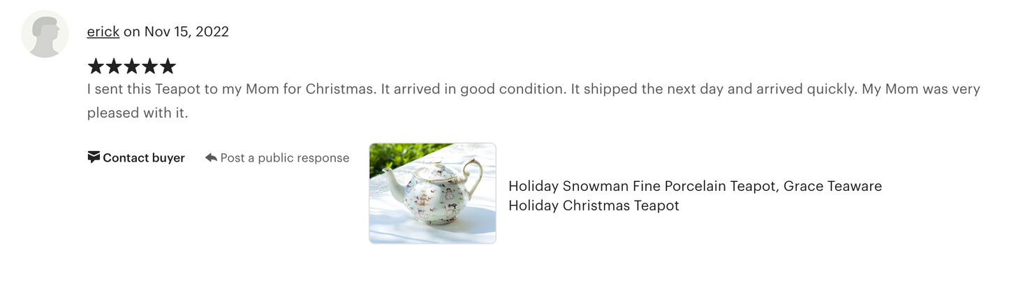 Holiday Snowman Fine Porcelain Teapot
