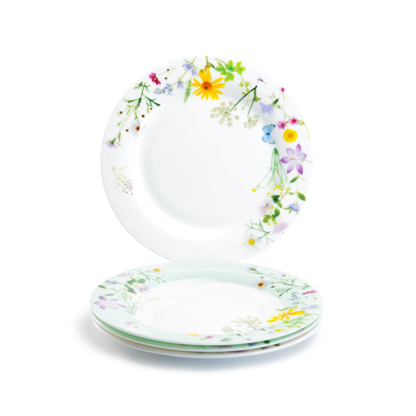 Gracie Bone China 7.5" Summer Meadow Bone China Dessert Plate Set of 4 Assorted