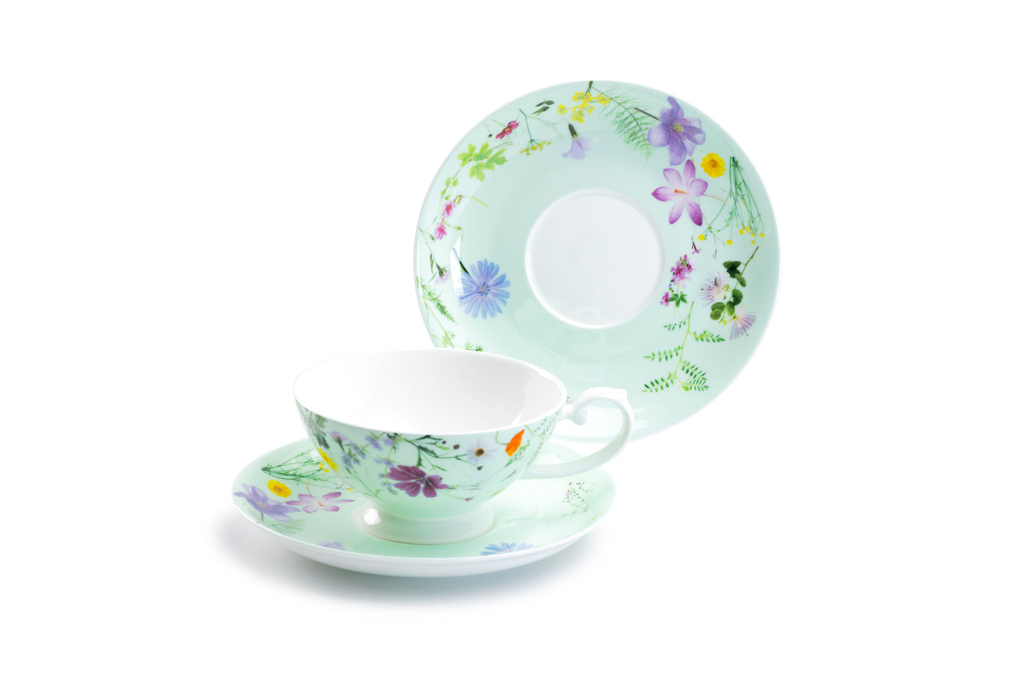Stechcol Gracie Bone China Summer Meadow Mint Bone China Cup and Saucer Set
