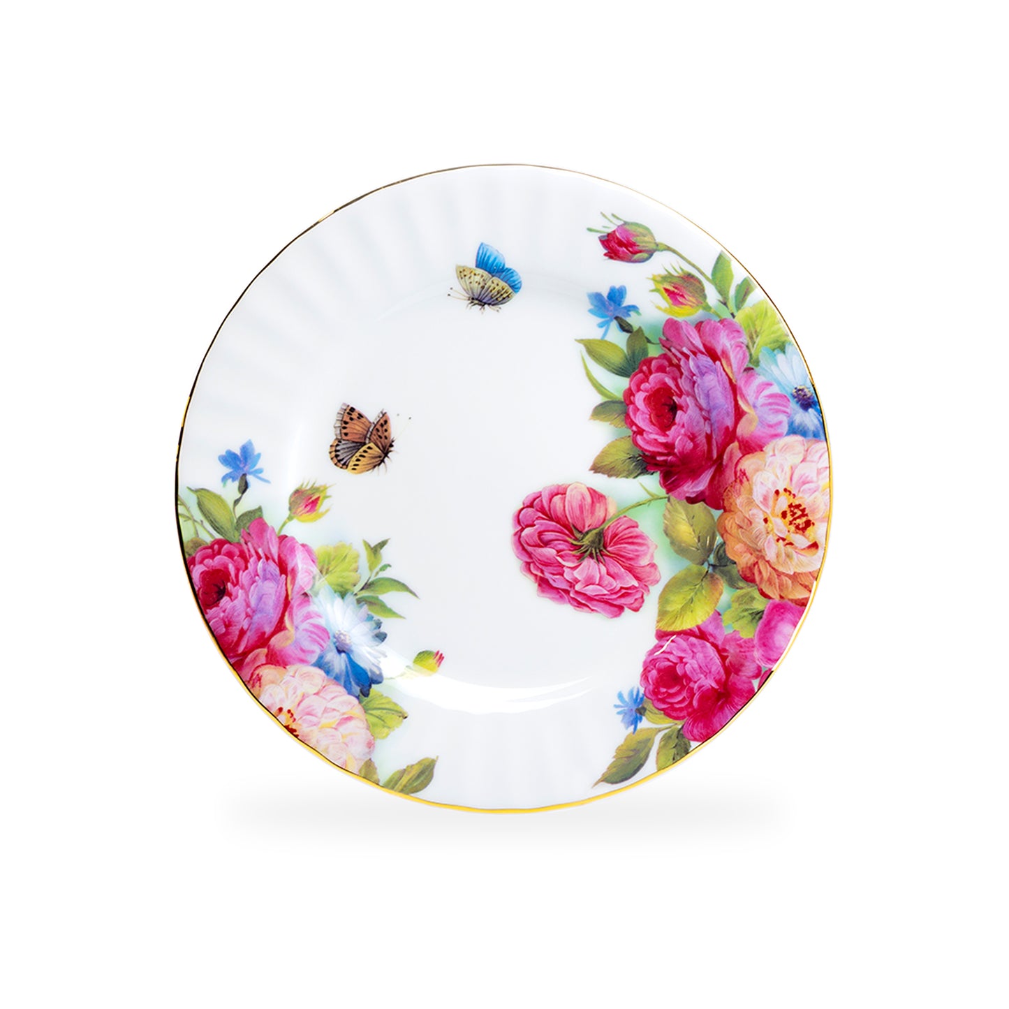 Rose Butterfly Bone China Dessert Plate