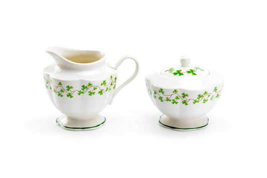 Grace Teaware Shamrock Fine Porcelain Sugar & Creamer Set