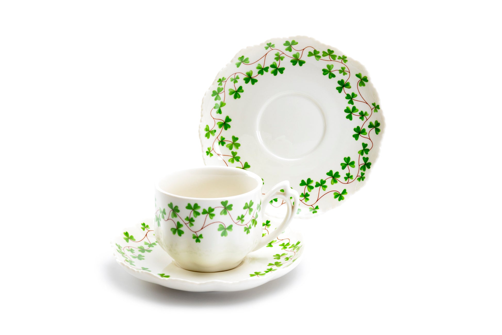 Grace Teaware Shamrock Fine Porcelain Cup and Saucer  Set