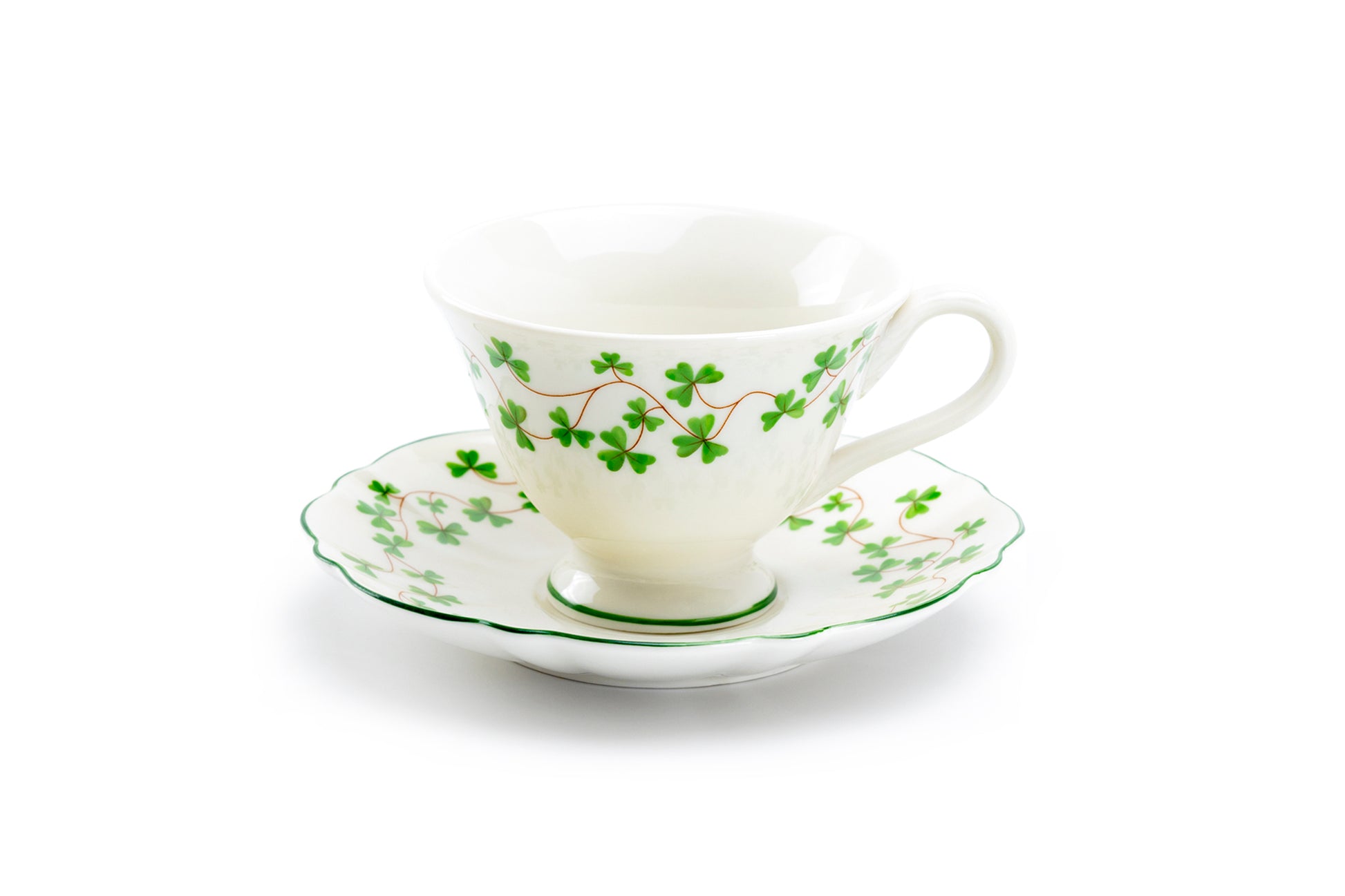 Grace Teaware Shamrock Fine Porcelain Tea Cup and Saucer