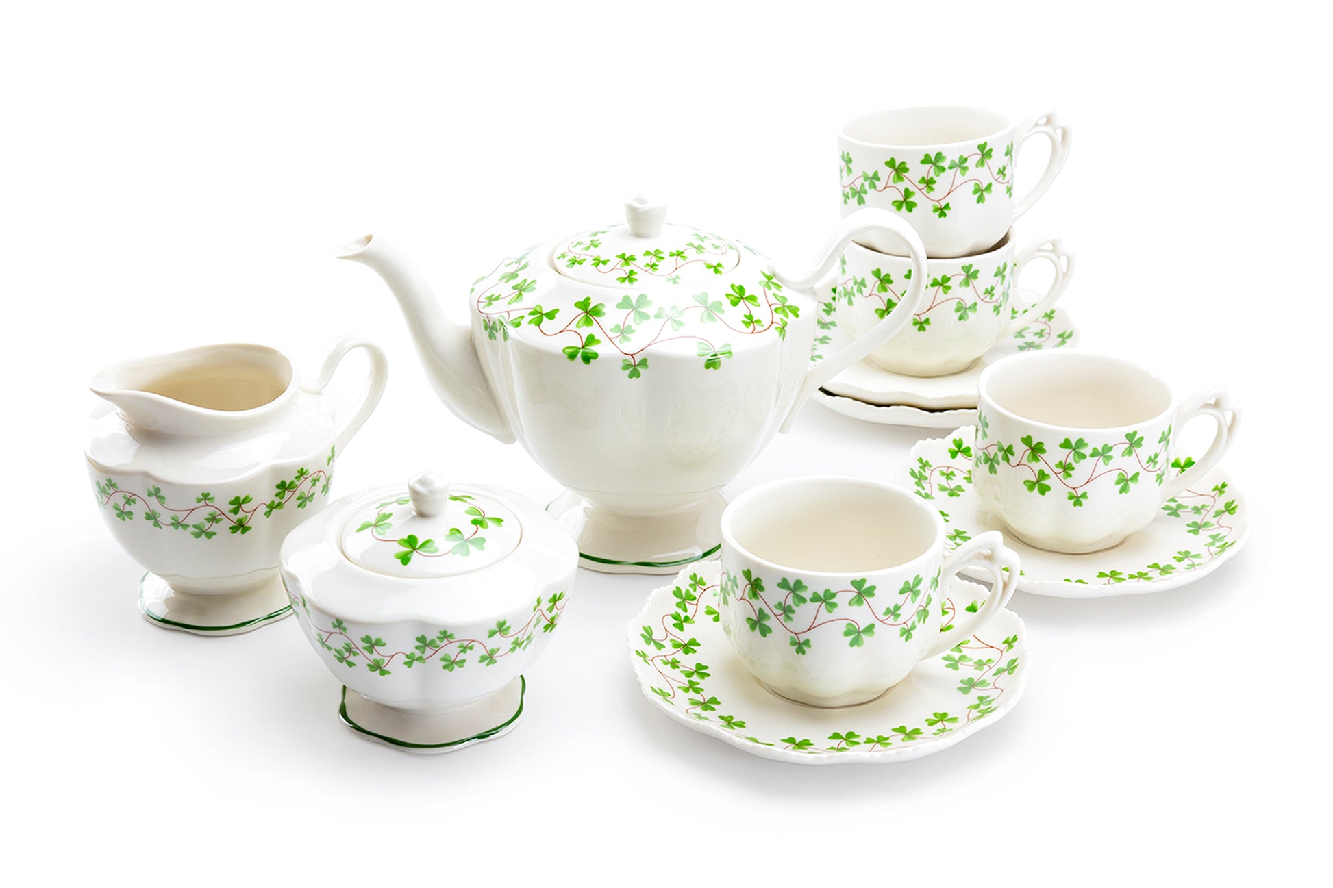 Grace Teaware Shamrock Fine Porcelain 11-Piece Tea Set