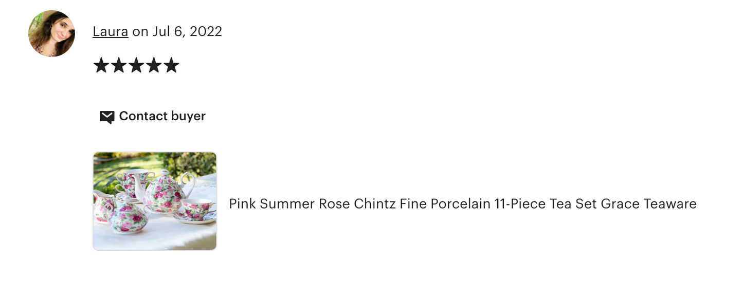 Pink Summer Rose Chintz Fine Porcelain 11-Piece Tea Set
