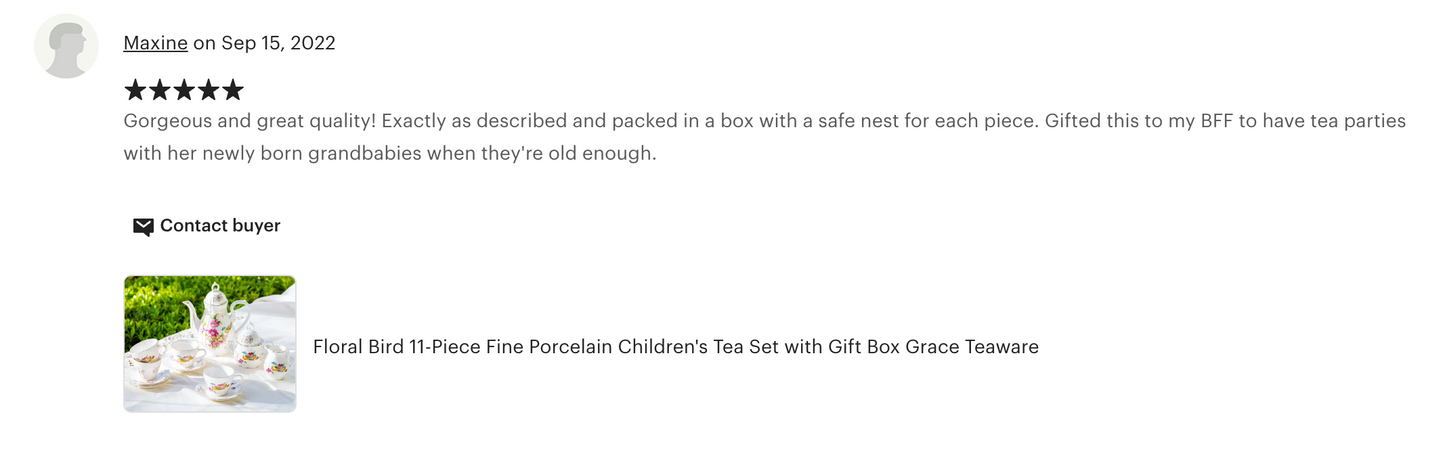 Spring Bird Fine Porcelain 11-Piece Children's Tea Set with Gift Box