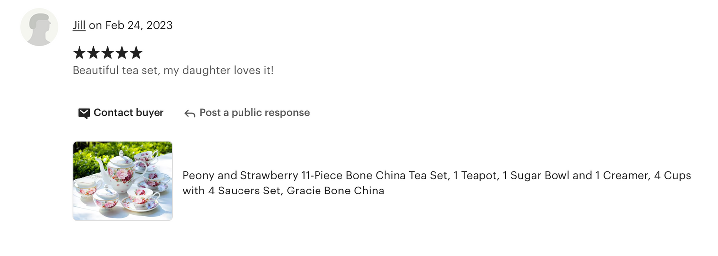 Peony and Strawberry Blue Bone China 11-Piece Tea Set