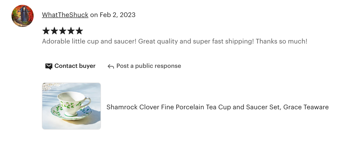 Shamrock Fine Porcelain Tea Cup and Saucer