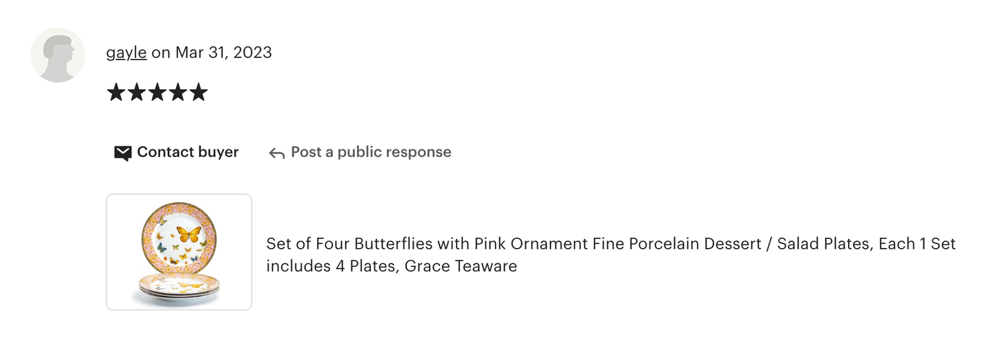 Butterflies with Pink Ornament Fine Porcelain Dessert Plate