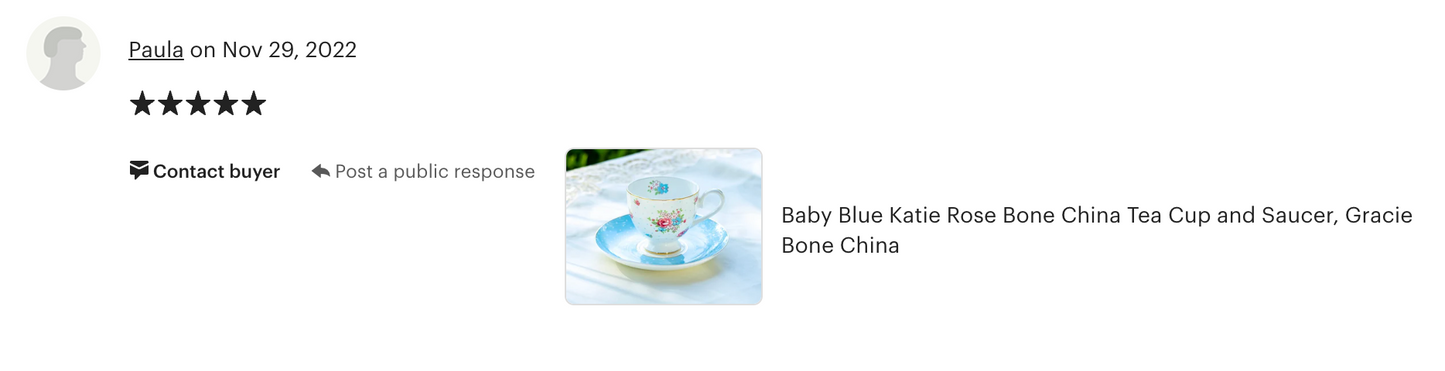 Baby Blue Katie Rose Bone China Tea Cup and Saucer