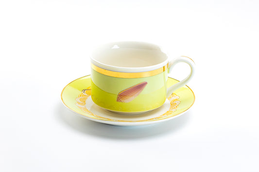 Sea Shell Green Fine Porcelain Tea Cup and Saucer