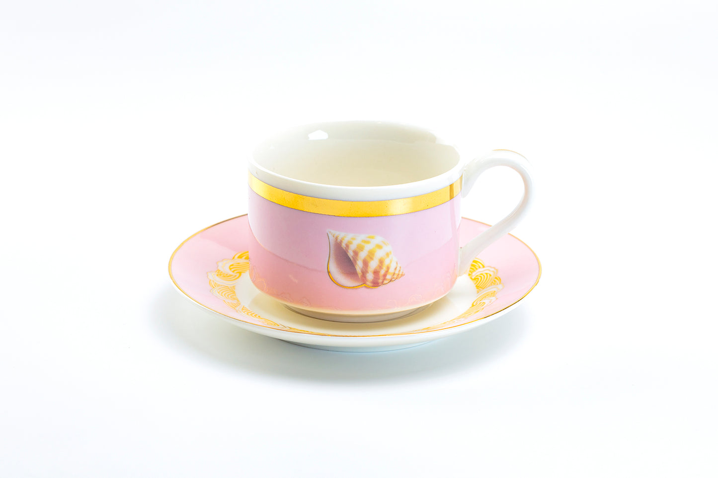 Sea Shell Pink Fine Porcelain Tea Cup and Saucer
