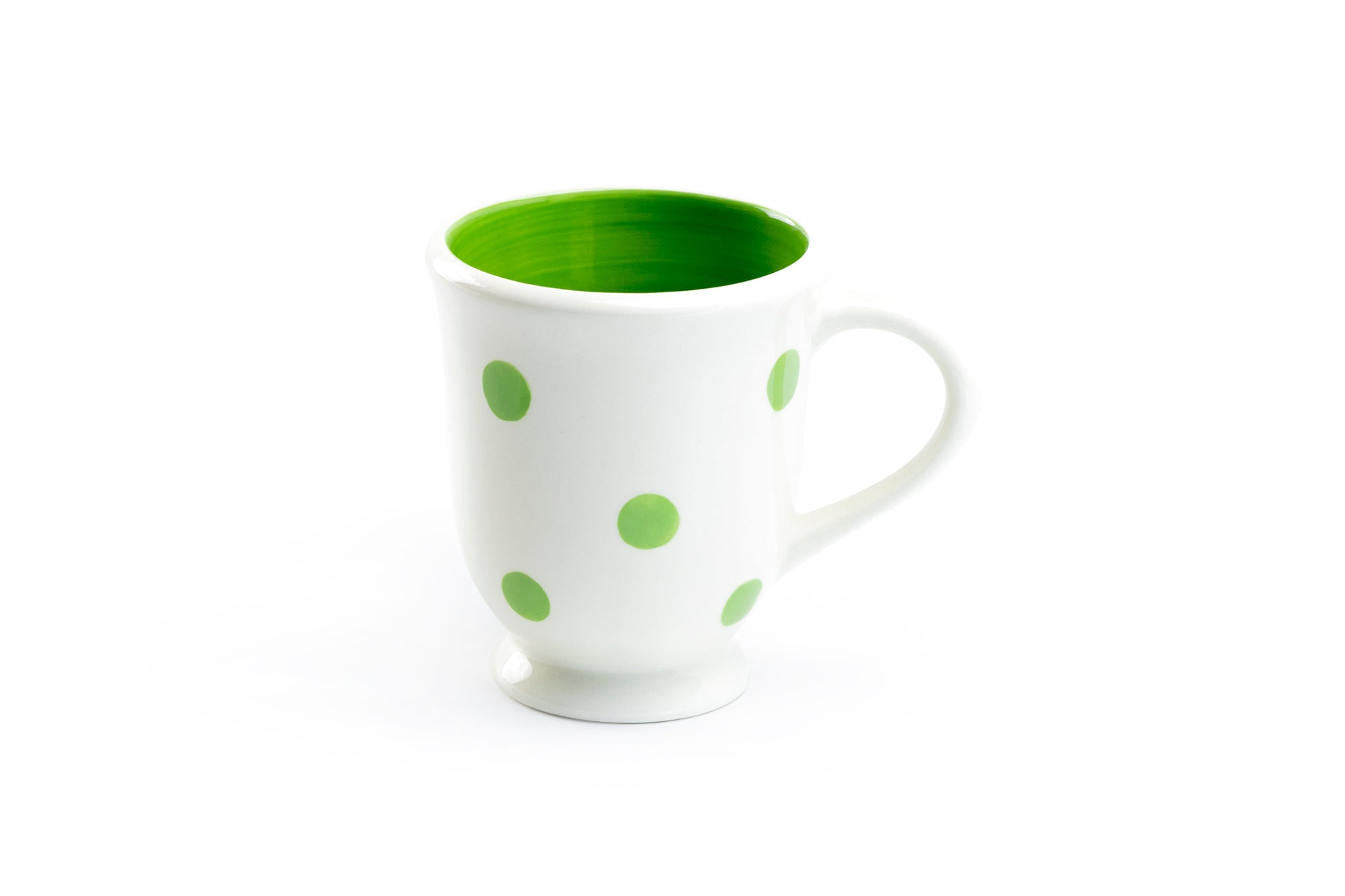 Terramoto Ceramic Polka Dots Mug - Green on White