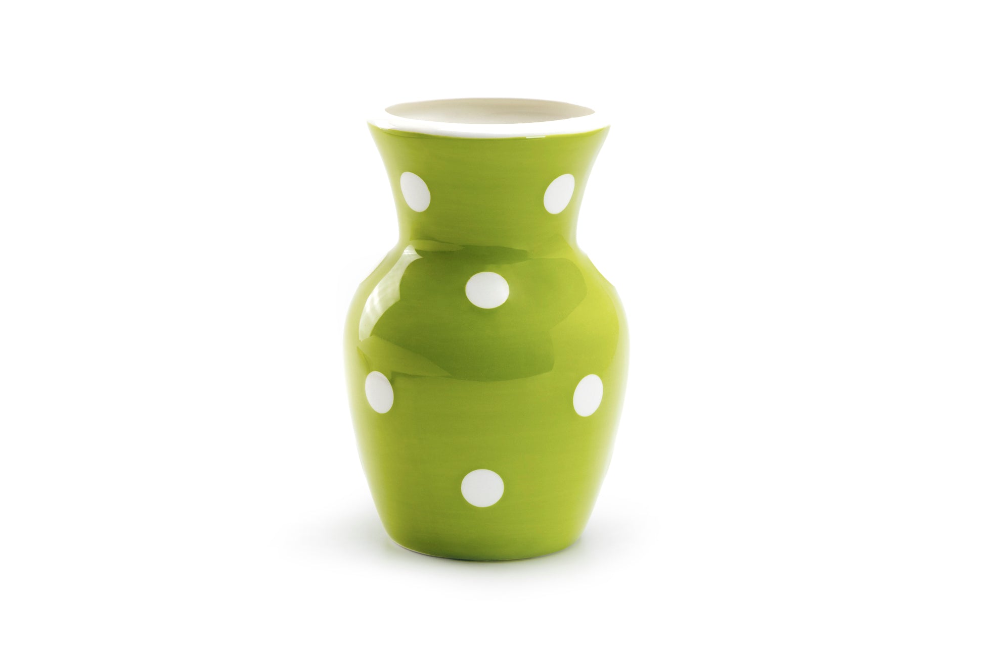 Terramoto Ceramic Polka Dots Vase - White on Green