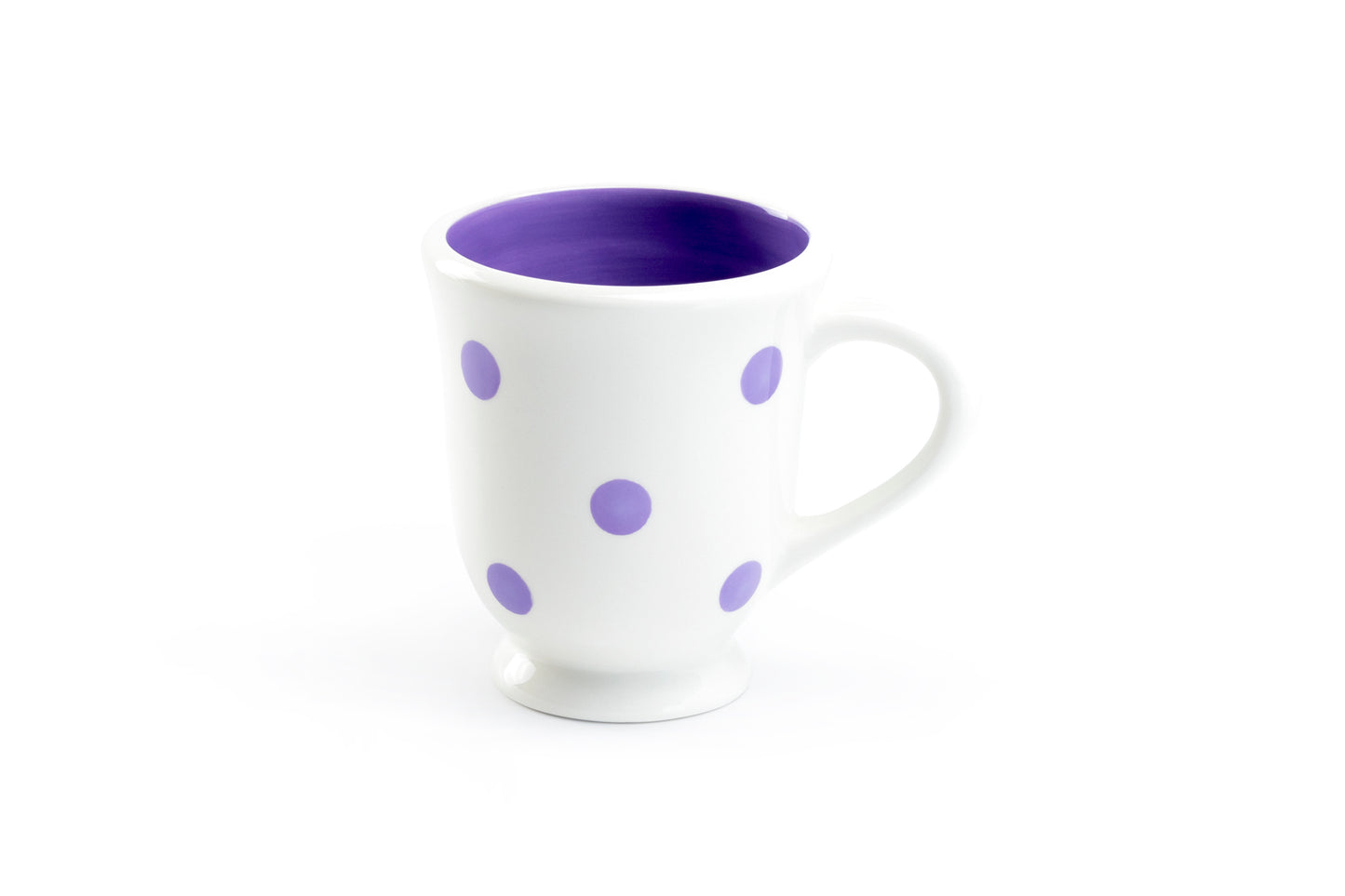 Terramoto Ceramic Polka Dots Mug - Lavender on White
