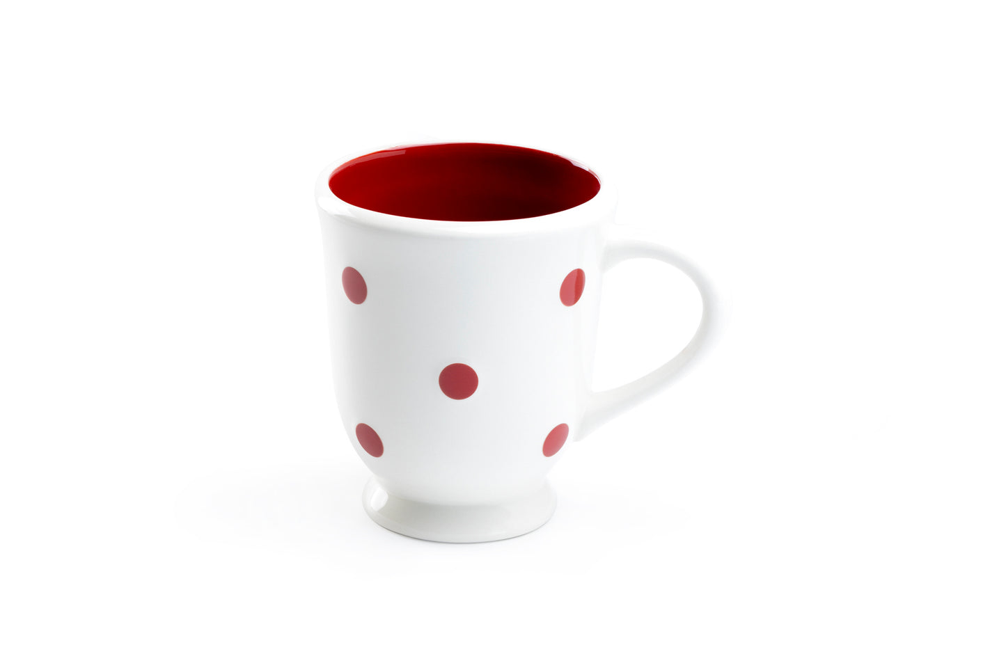 Terramoto Ceramic Polka Dots Mug - Red on White