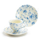 Grace Teaware Blue Rose Toile Fine Porcelain Tea Cup and Saucer Set