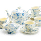 Grace Teaware Blue Rose Toile Fine Porcelain 11-Piece Tea Set