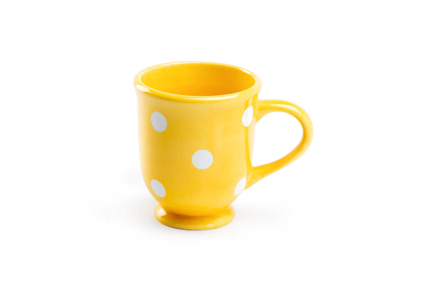 Terramoto Ceramic Polka Dots Mug - White on Yellow